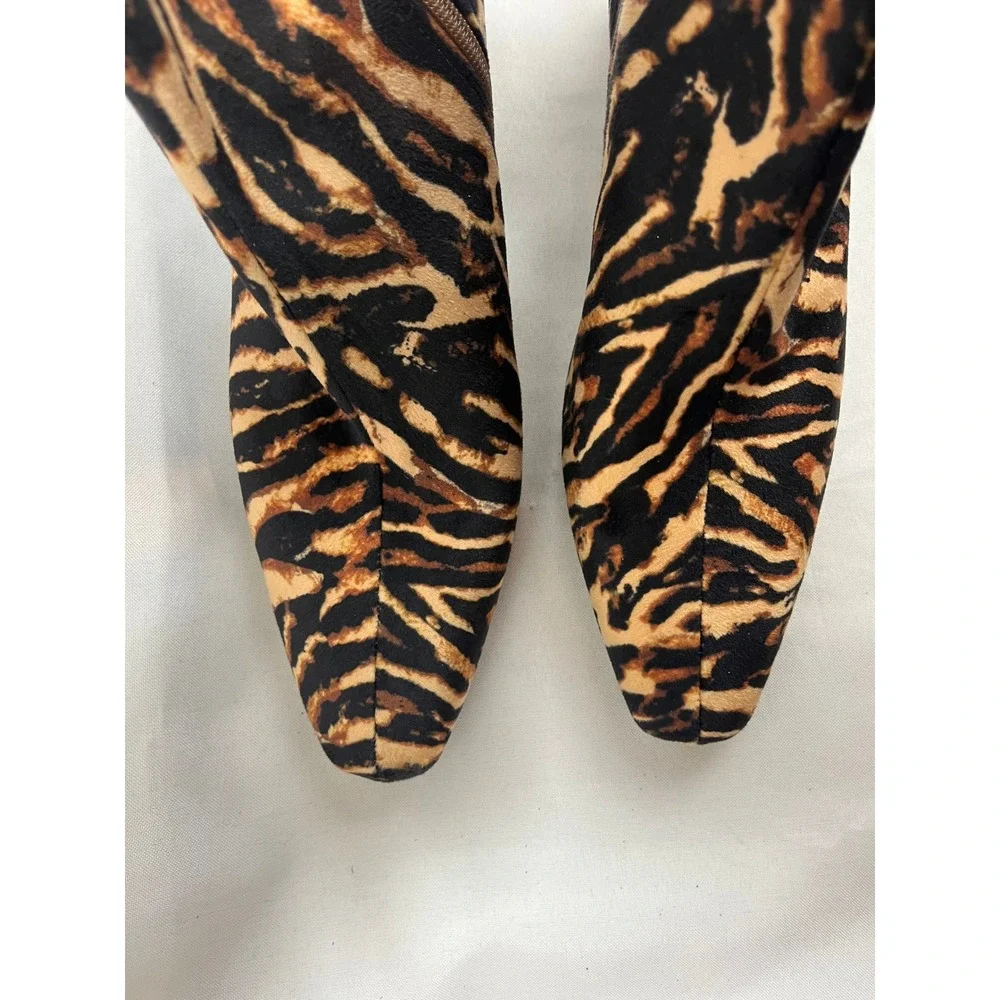 A New Day Women Tiger Animal Print Ankle‎ Boots Pointed Toe Kitten Heel Size 11